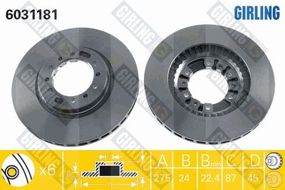 6031181 GIRLING Тормозной диск