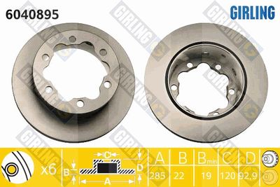 6040895 GIRLING Тормозной диск