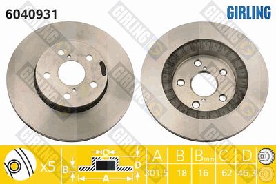 6040931 GIRLING Тормозной диск