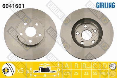 6041601 GIRLING Тормозной диск
