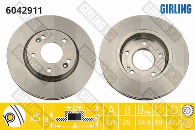 6042911 GIRLING Тормозной диск