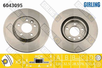 6043095 GIRLING Тормозной диск