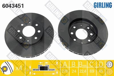 6043451 GIRLING Тормозной диск