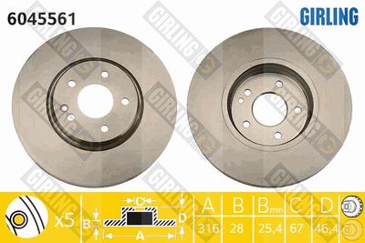 6045561 GIRLING Тормозной диск