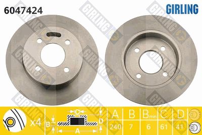 6047424 GIRLING Тормозной диск