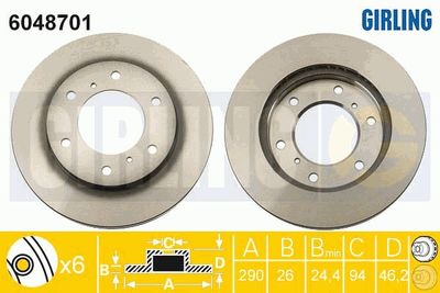 6048701 GIRLING Тормозной диск