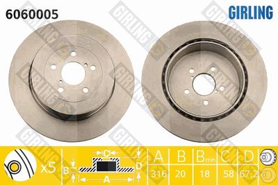 6060005 GIRLING Тормозной диск