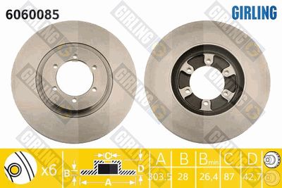 6060085 GIRLING Тормозной диск