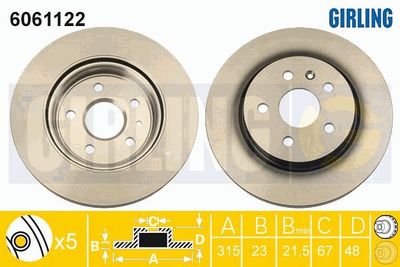 6061122 GIRLING Тормозной диск