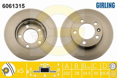 6061315 GIRLING Тормозной диск