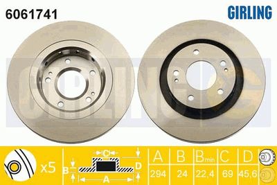 6061741 GIRLING Тормозной диск