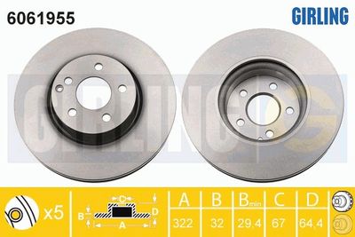 6061955 GIRLING Тормозной диск