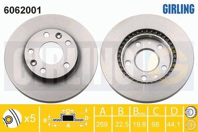 6062001 GIRLING Тормозной диск