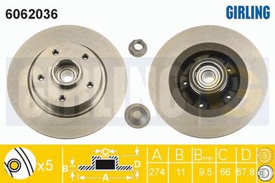 6062036 GIRLING Тормозной диск