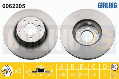 6062205 GIRLING Тормозной диск