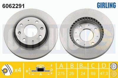 6062291 GIRLING Тормозной диск