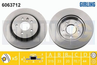 6063712 GIRLING Тормозной диск
