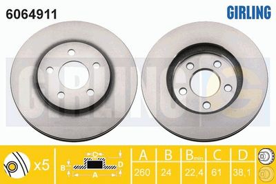 6064911 GIRLING Тормозной диск