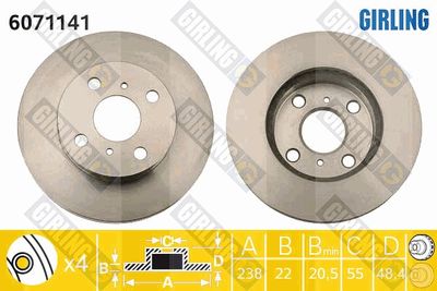 6071141 GIRLING Тормозной диск
