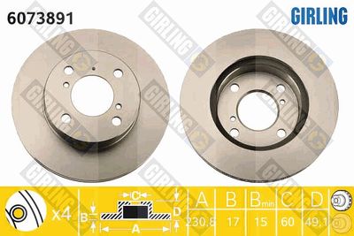 6073891 GIRLING Тормозной диск
