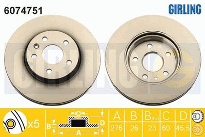 6074751 GIRLING Тормозной диск