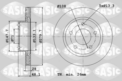 6100016 SASIC Тормозной диск