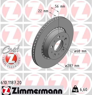 610118720 ZIMMERMANN Тормозной диск