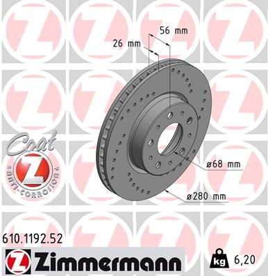 610119252 ZIMMERMANN Тормозной диск