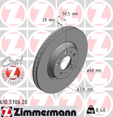 610370620 ZIMMERMANN Тормозной диск