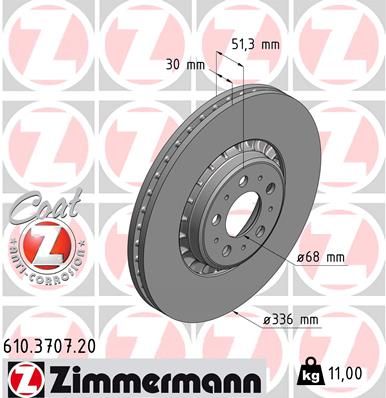 610370720 ZIMMERMANN Тормозной диск