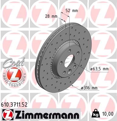 610371152 ZIMMERMANN Тормозной диск