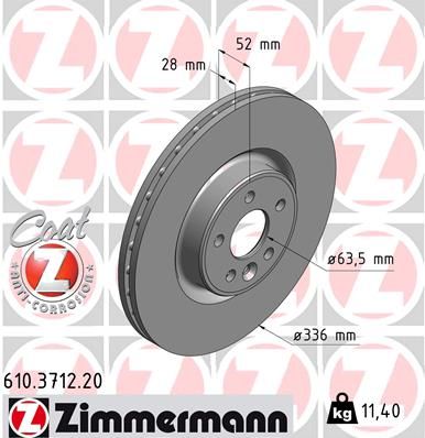 610371220 ZIMMERMANN Тормозной диск