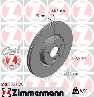 610372220 ZIMMERMANN Тормозной диск