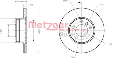 6110028 METZGER Тормозной диск