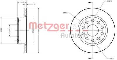 6110036 METZGER Тормозной диск