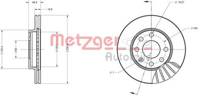 6110038 METZGER Тормозной диск