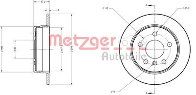 6110041 METZGER Тормозной диск