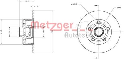 6110043 METZGER Тормозной диск