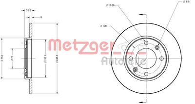 6110048 METZGER Тормозной диск