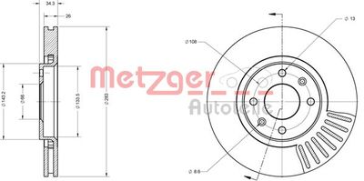 6110050 METZGER Тормозной диск