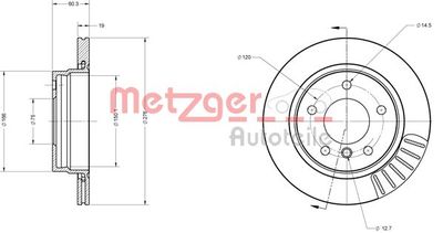 6110065 METZGER Тормозной диск