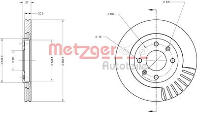 6110067 METZGER Тормозной диск