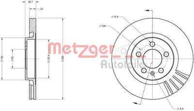 6110068 METZGER Тормозной диск