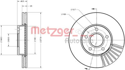 6110070 METZGER Тормозной диск