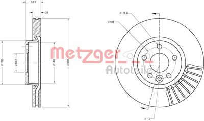 6110073 METZGER Тормозной диск