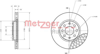 6110075 METZGER Тормозной диск