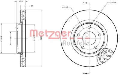 6110079 METZGER Тормозной диск