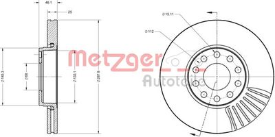 6110080 METZGER Тормозной диск