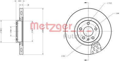 6110084 METZGER Тормозной диск