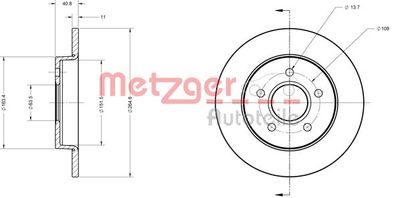 6110088 METZGER Тормозной диск